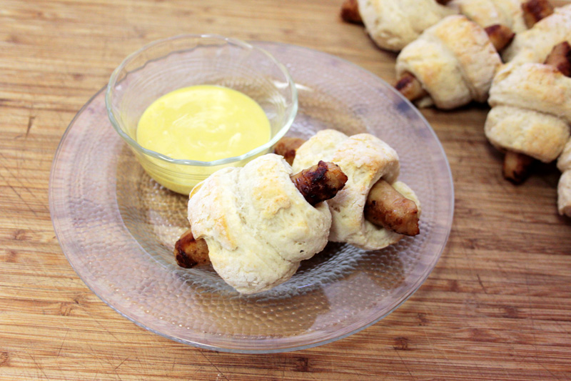 Clucks in a Biscuit with Honey Mustard Dipping Sauce