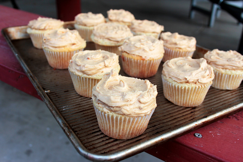 Buttermilk Cupcakes with Chunky Peanut Butter Frosting